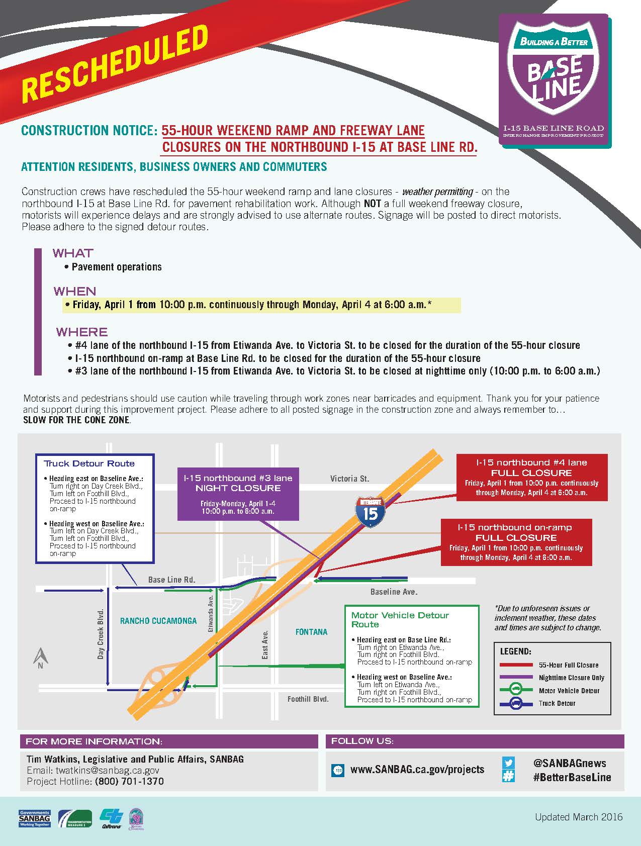 Base Line - Construction Alert 55-Hour Closure 0401