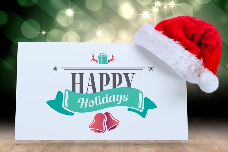 Christmas message against santa hat on poster