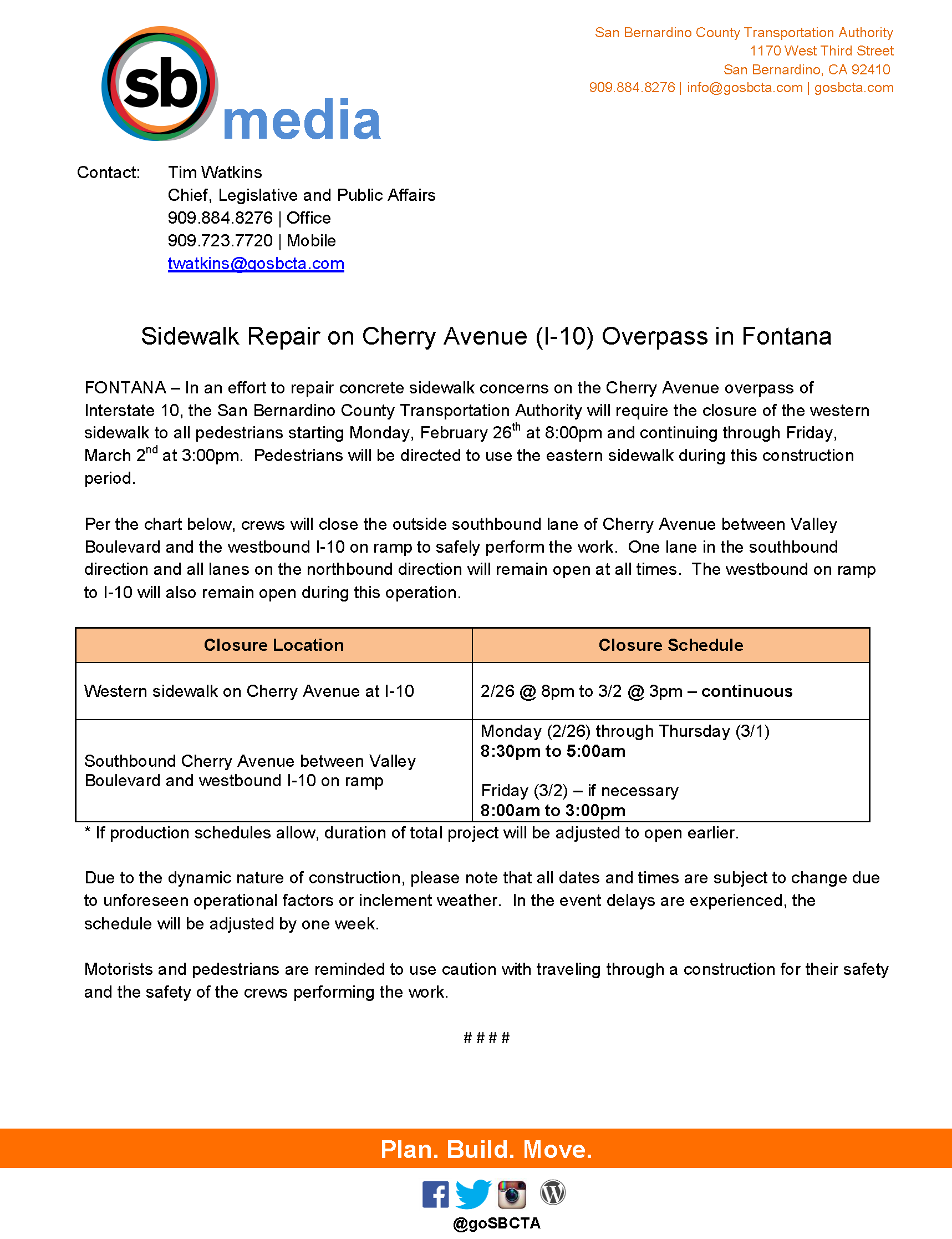SBCTA Media - Cherry Avenue Sidewalk Repairs
