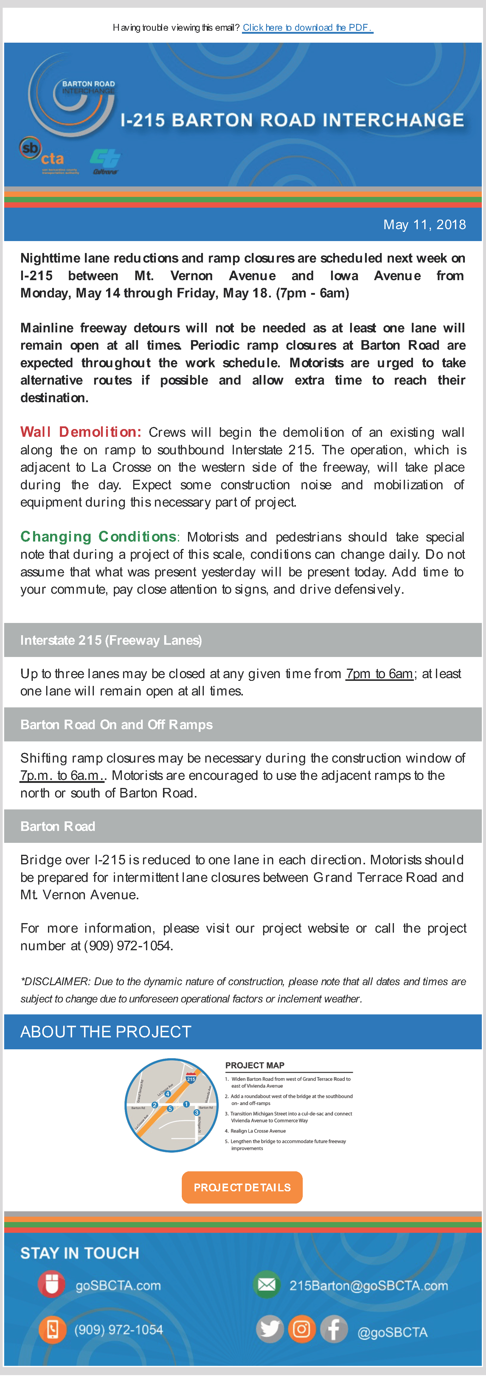 Barton Road Construction Notice - Week of May 14