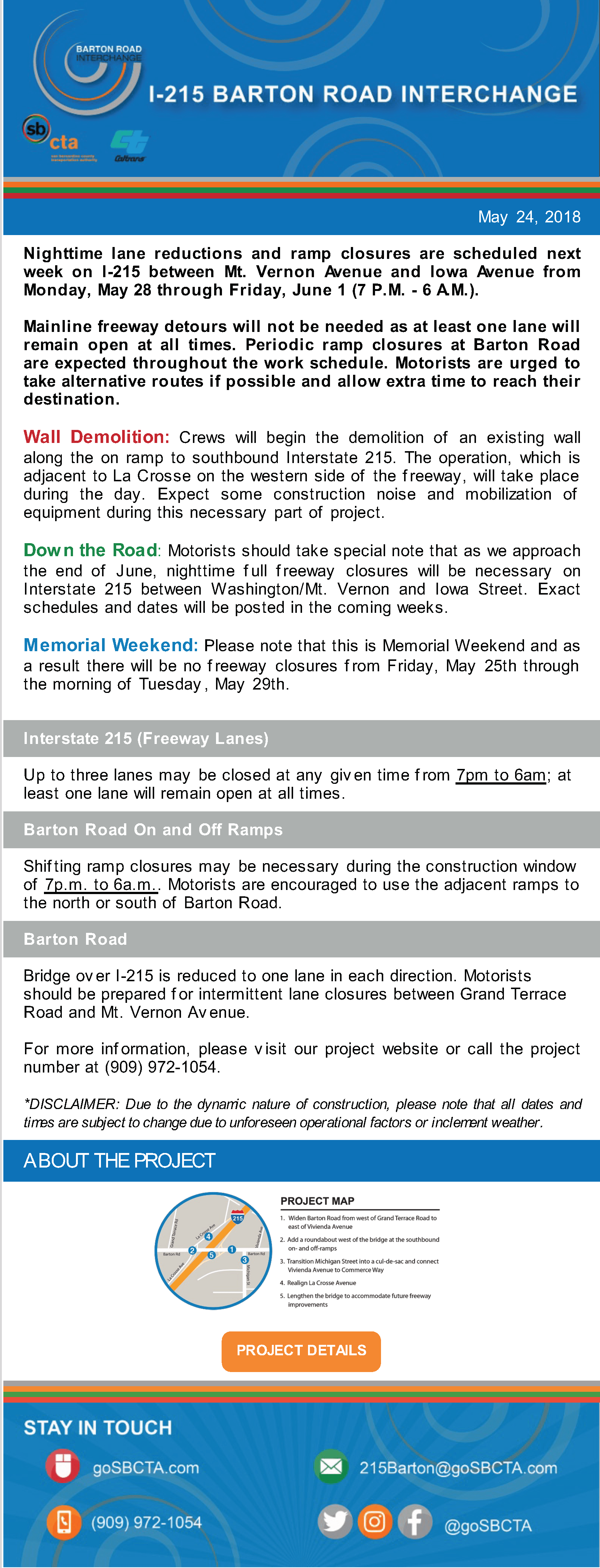 Barton Road Construction Notice - Week of May 28