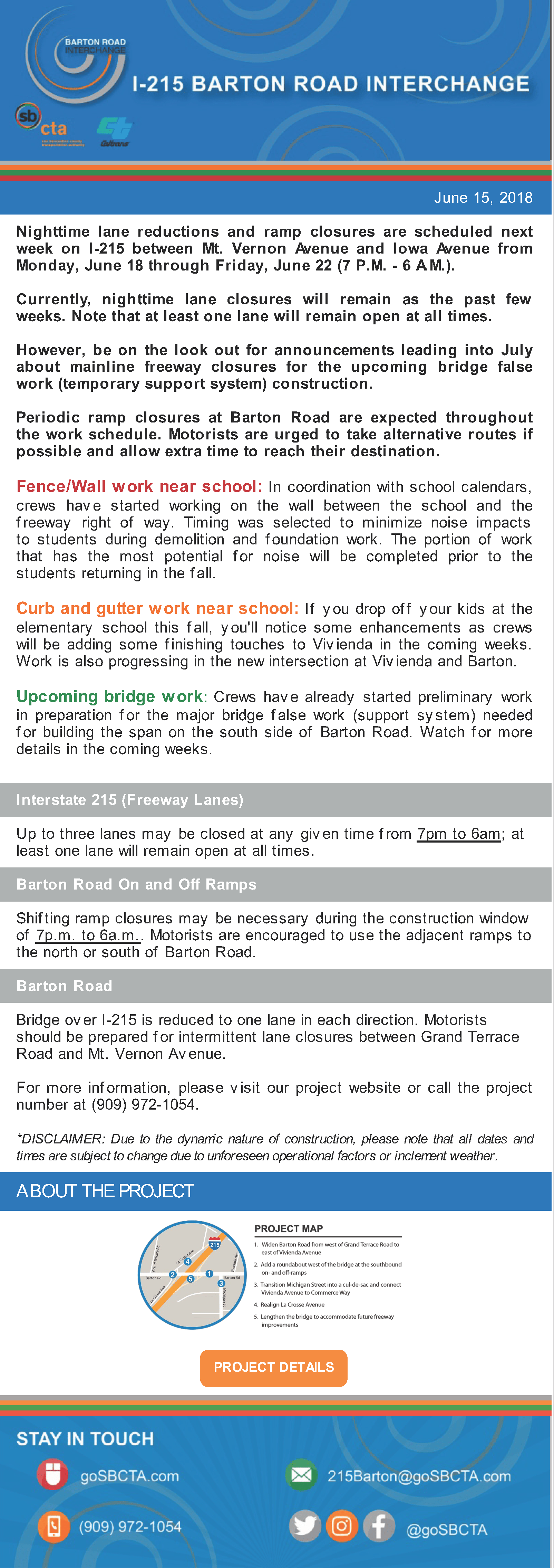 Barton Road Construction Notice - week of June 18