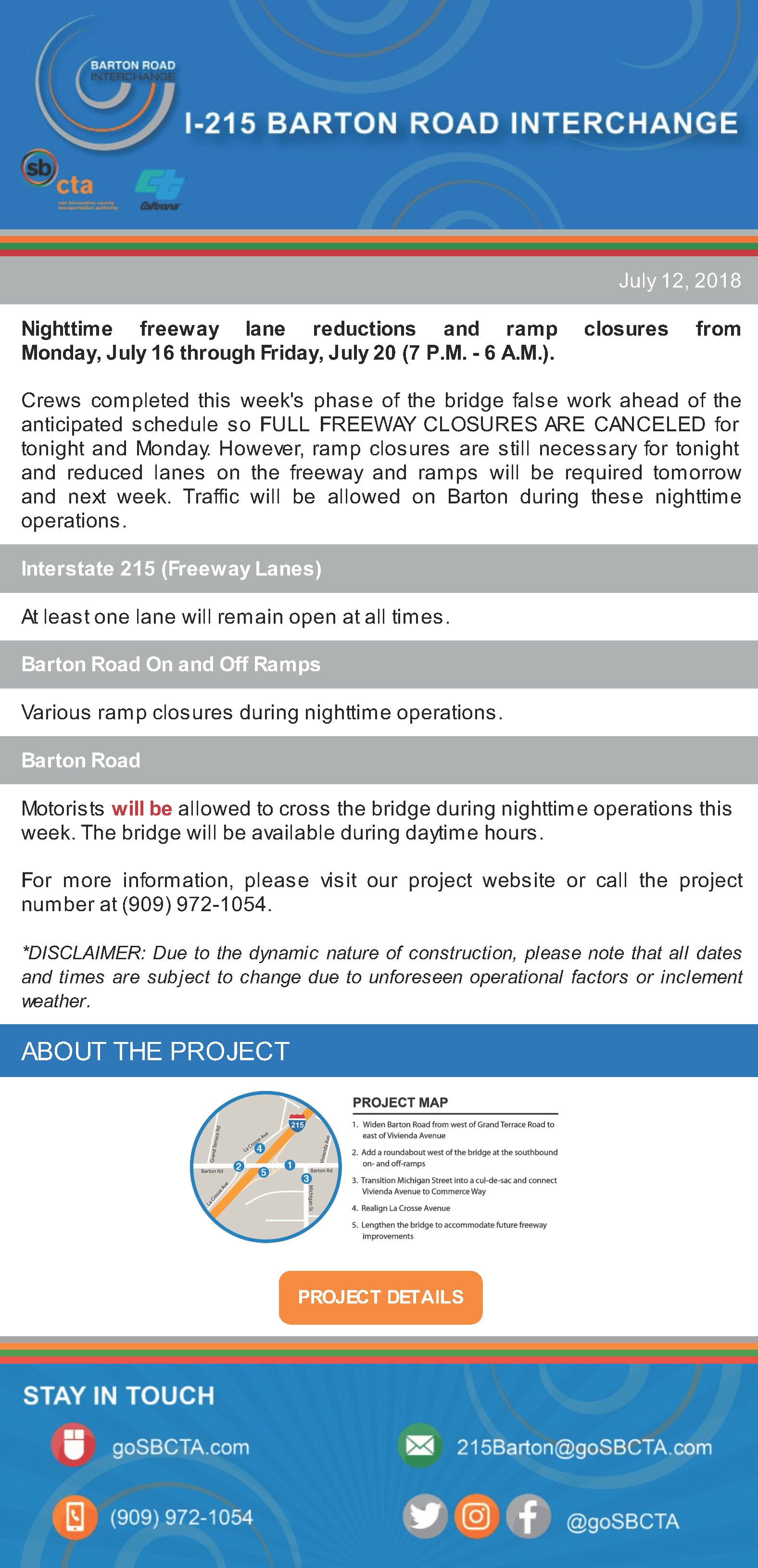 Barton Road Construction Notice - Week of July 16