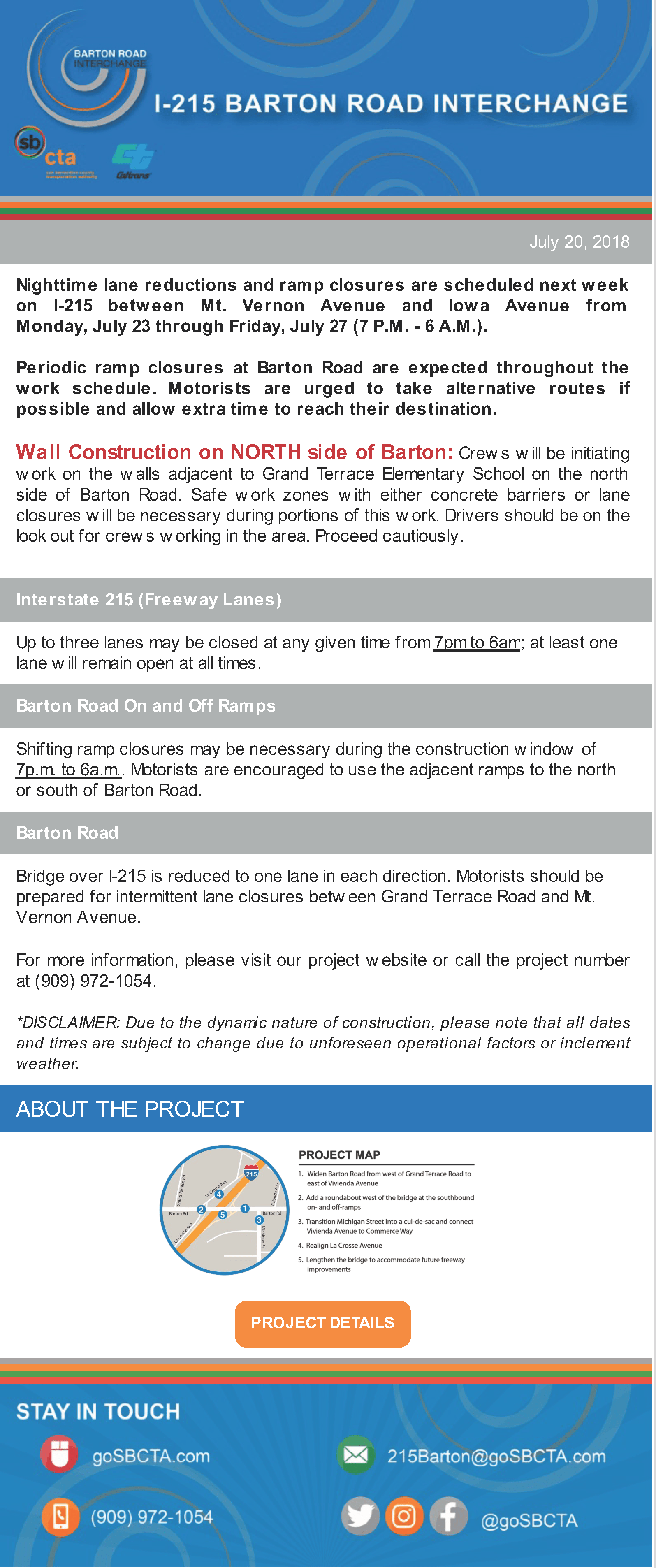 Barton Road Construction Notice - Week of July 23