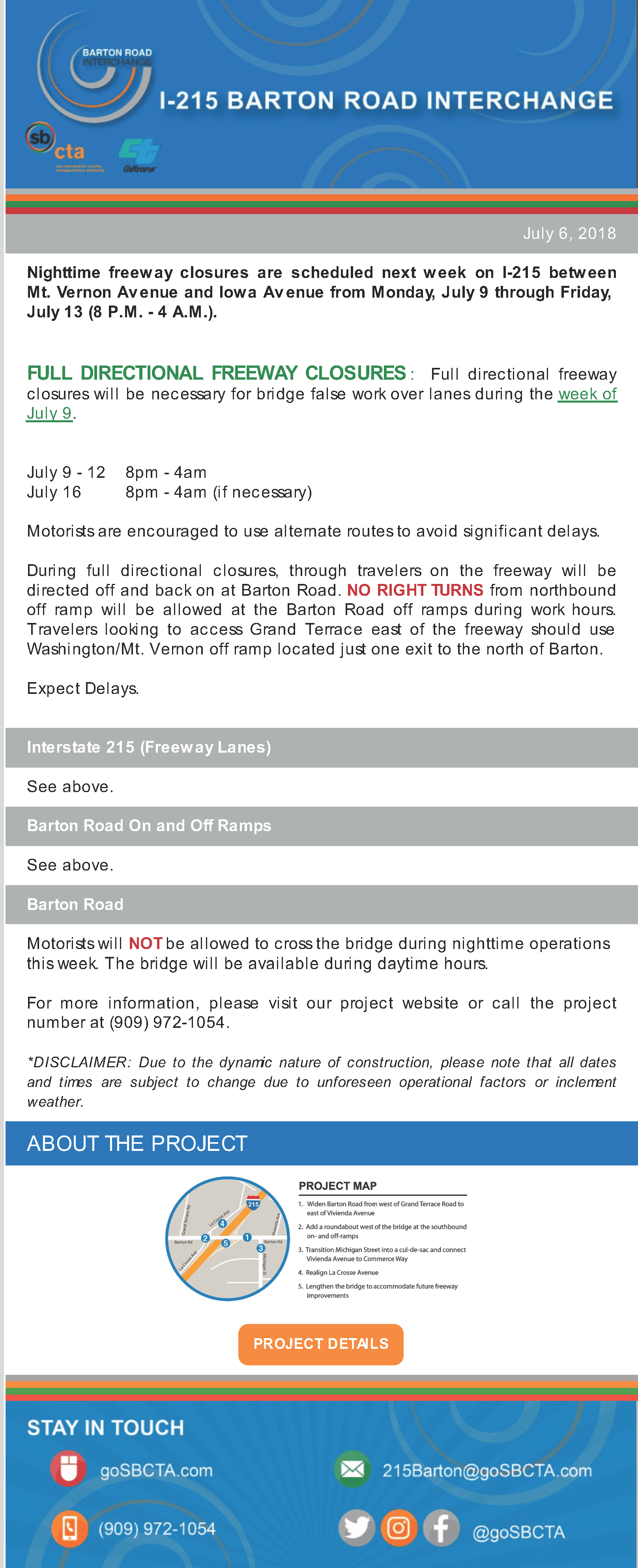 Barton Road Construction Notice - Week of July 9