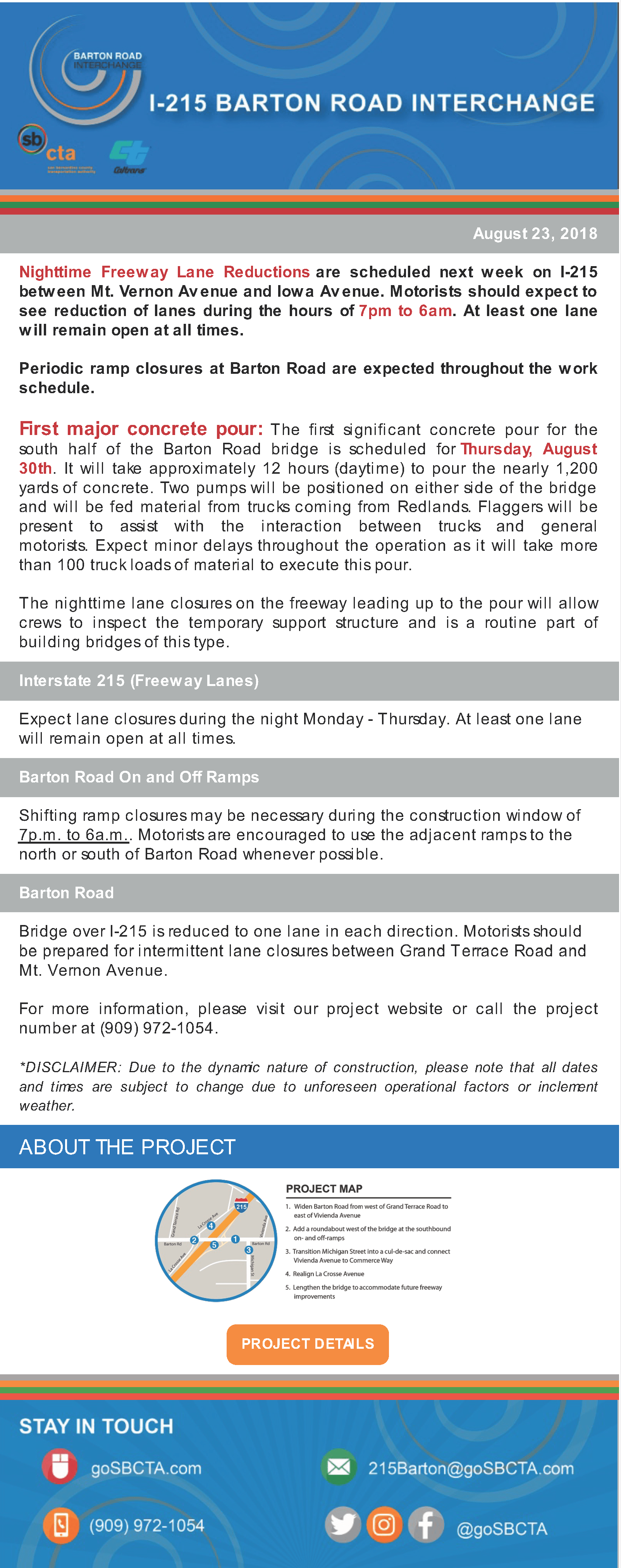 Barton Road Construction Notice - Week of August 27
