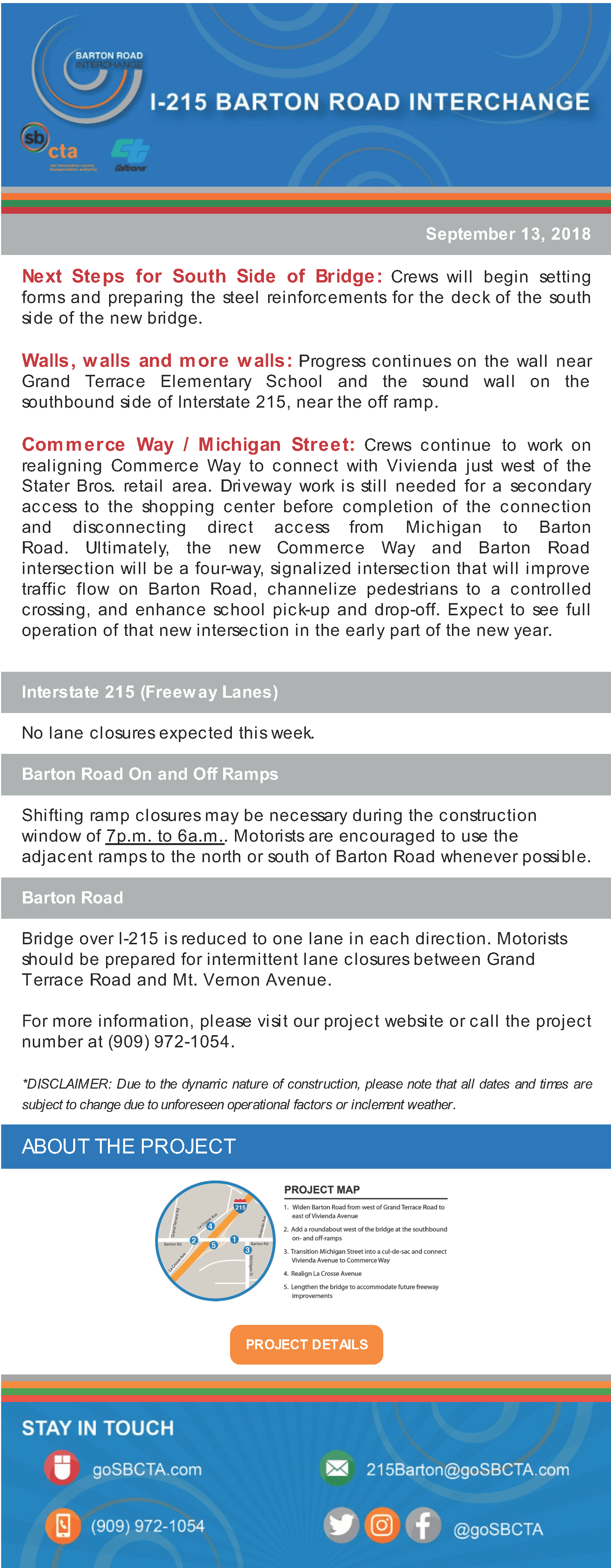 Barton Road Construction Notice - Week of September 17