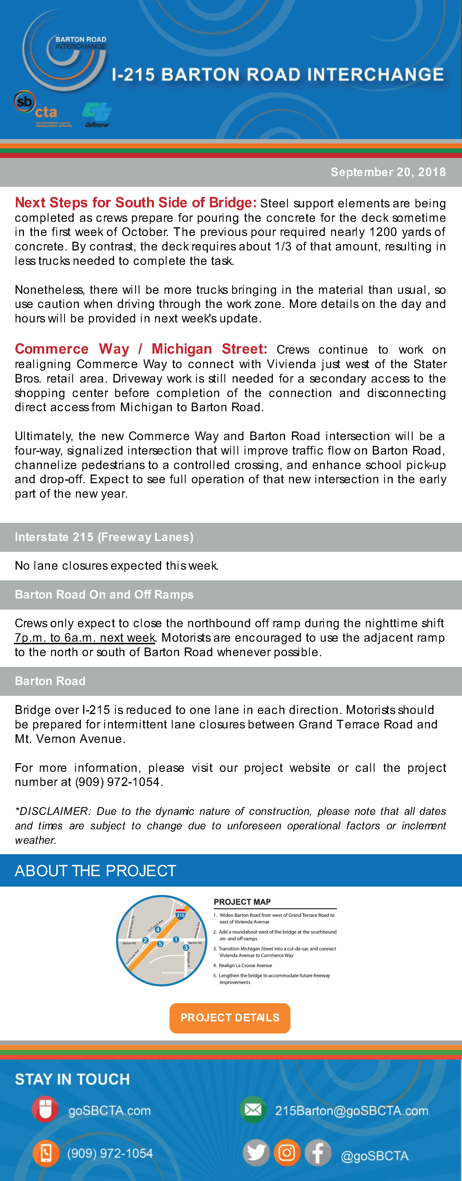 Barton Road Construction Notice - Week of September 24