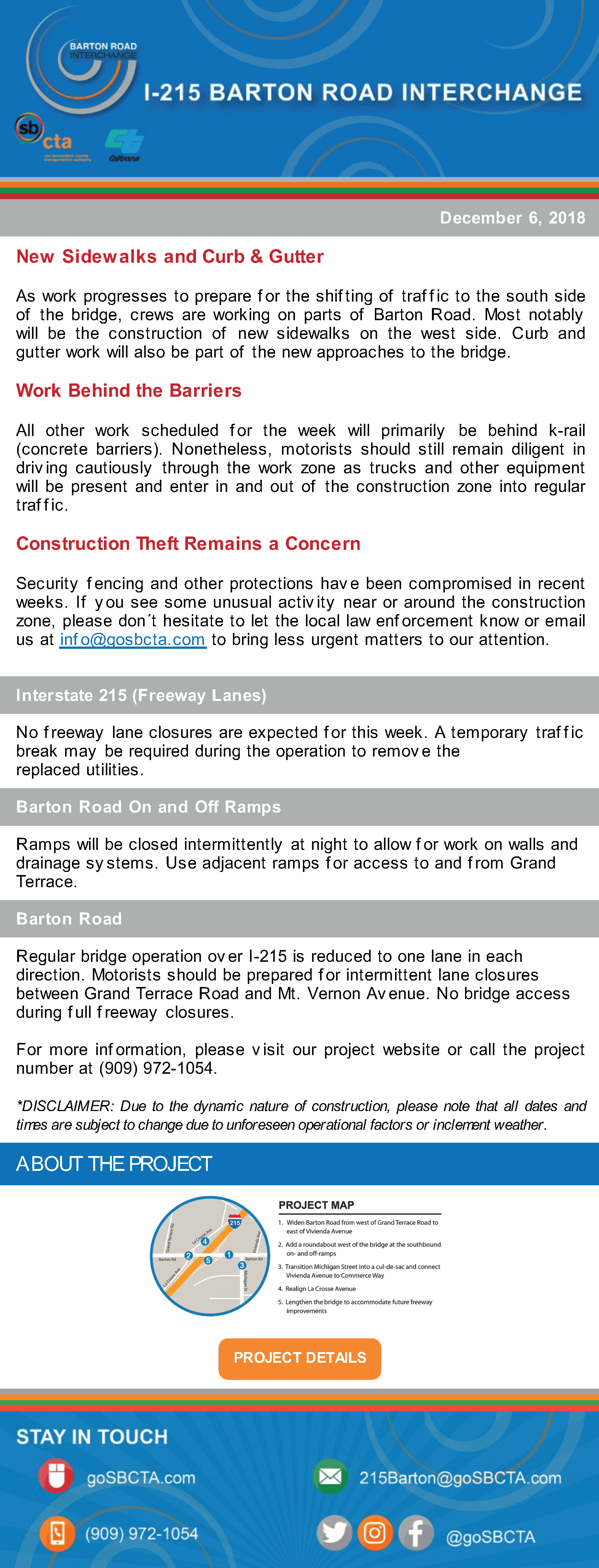Barton Road Construction Notice - Week of December 10