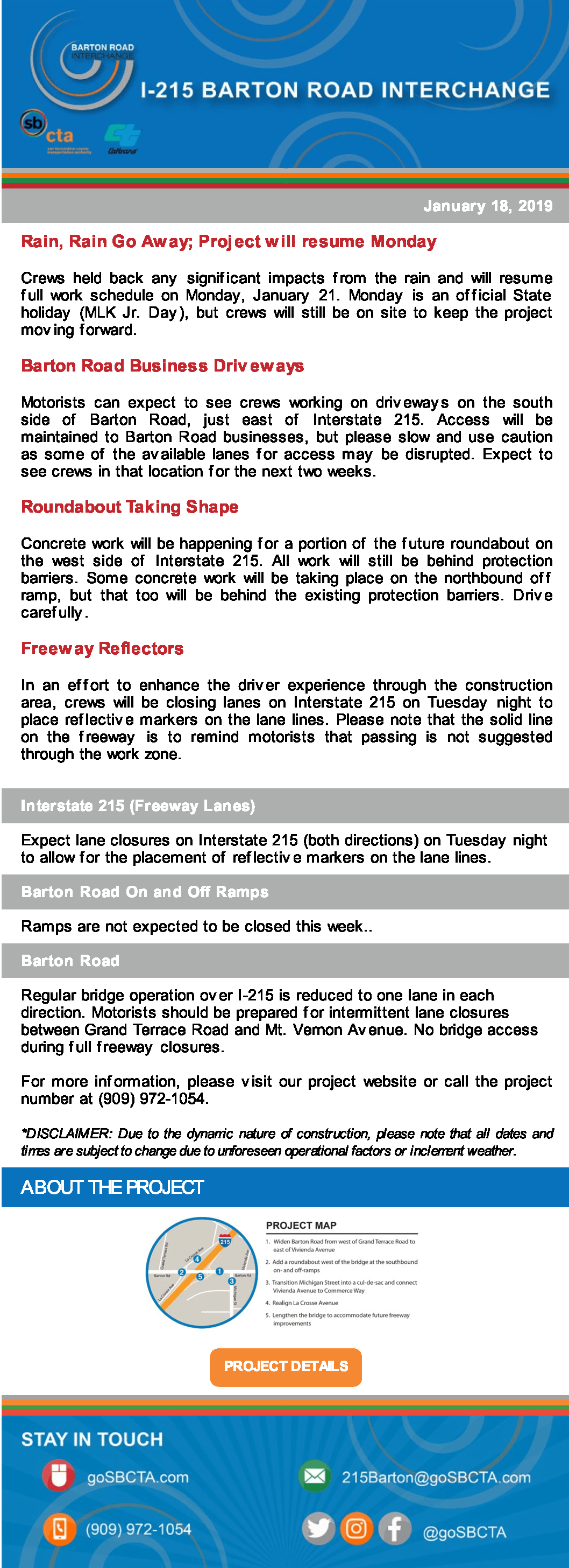 barton road construction notice - week of january 21