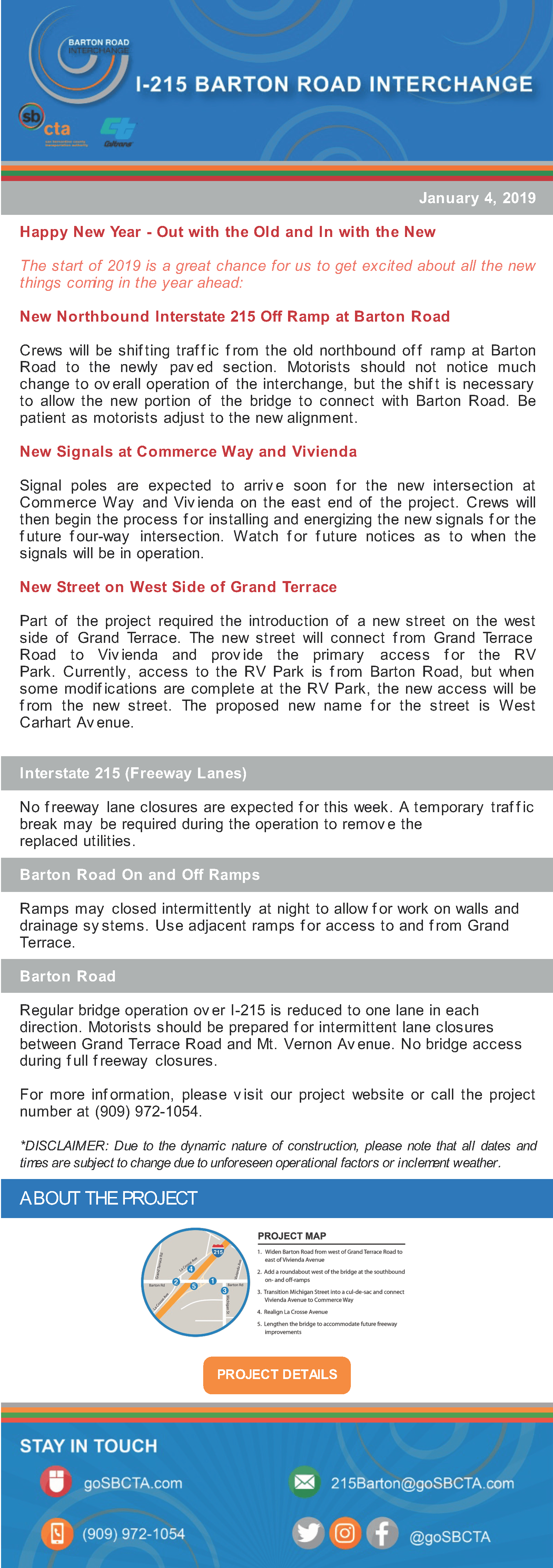 barton road construction notice - week of january 7