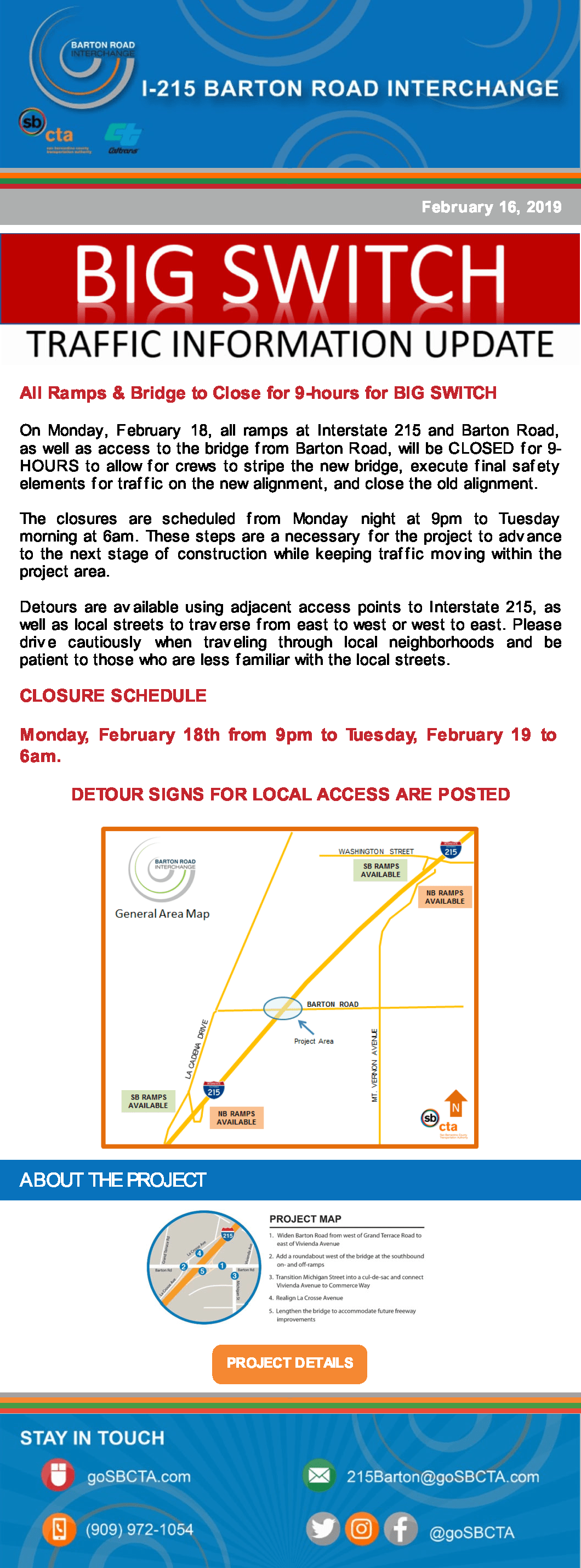 Barton Road Construction Notice - 9 HR Closure - Big Switch