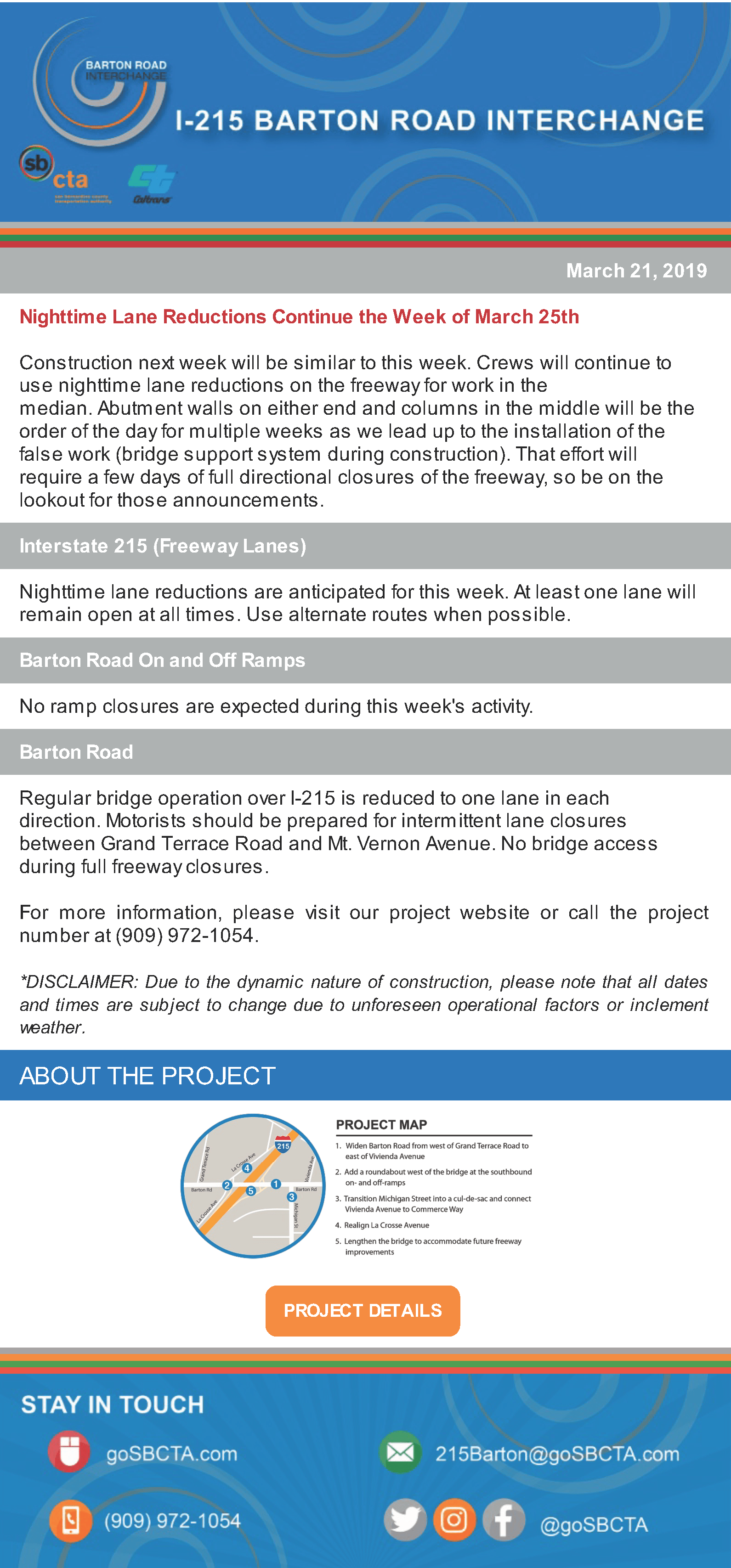 Barton Road Construction Notice - Week of March 25