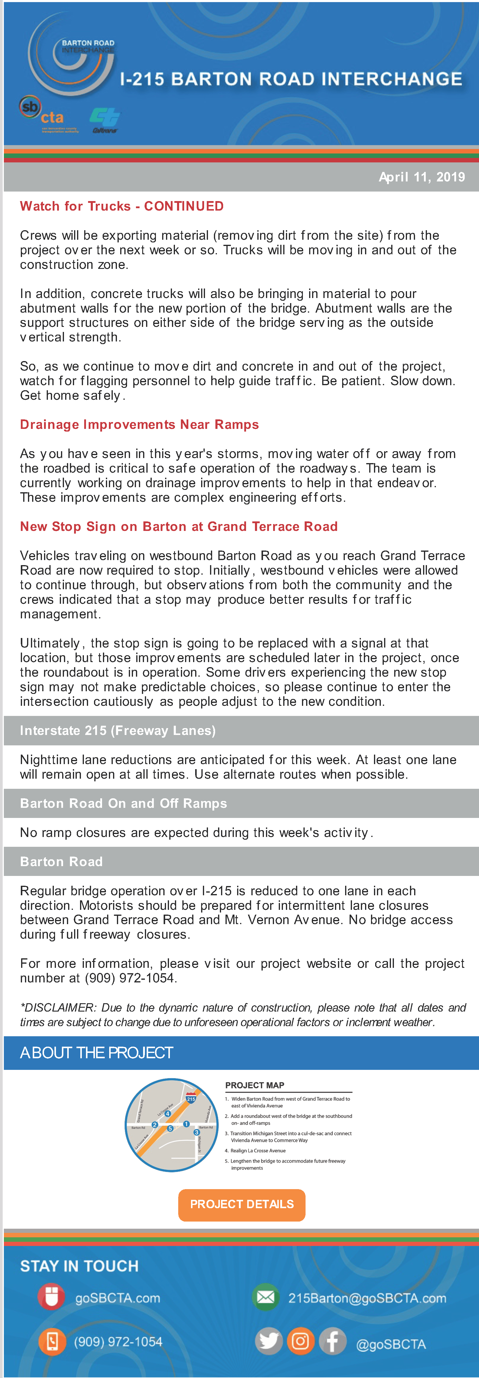 Barton Road Construction Notice - Week of April 15