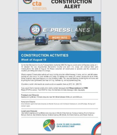 I-10 Construction Alert Week of August 19th