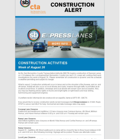 I-10 Construction Alert Week of August 26th