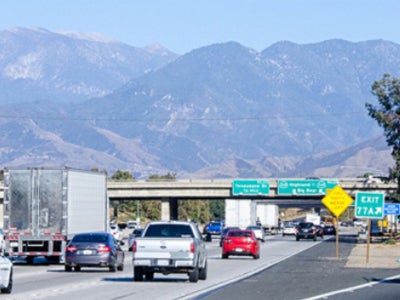 Freeway with offramp