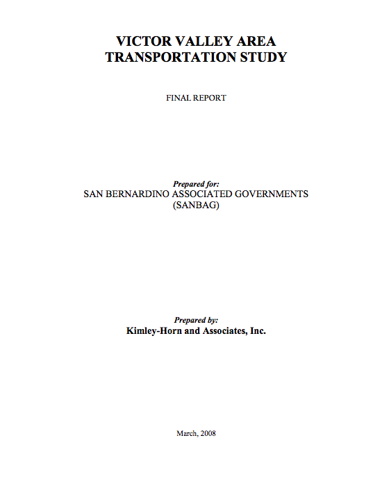 Victor Valley Area Transportation Study (2008)