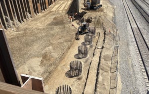 I-10 Cedar overall view of CIDH piles on Abutment 2