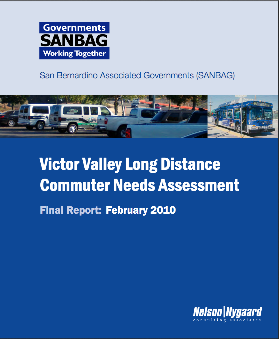 Victor Valley Long Distance Commuter Needs Study Cover Page